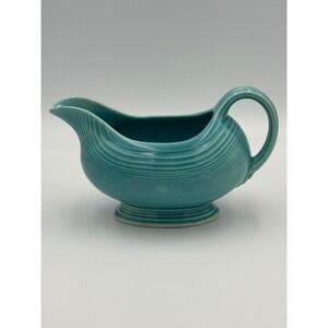 Vintage Fiesta Turquoise Gravy Boat Art Deco Concentric Rings Made in USA